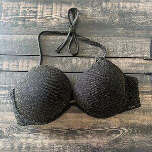 PINK Victoria's Secret Black Glitter Bikini Top